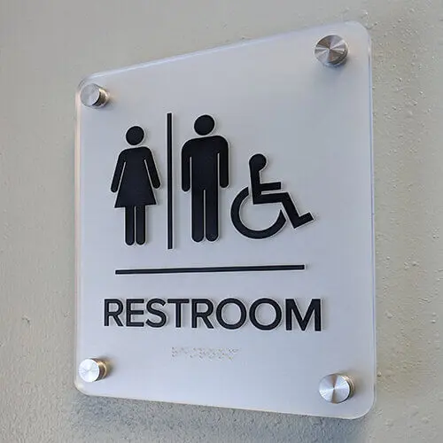 Restroom sign letters