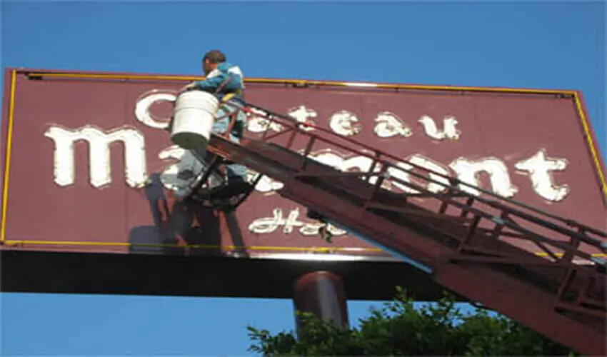 Sign restoration at Chateau Marmont, Sunset Strip, hollywood, california