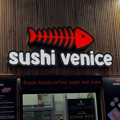 Sushi Venice front-lit sign