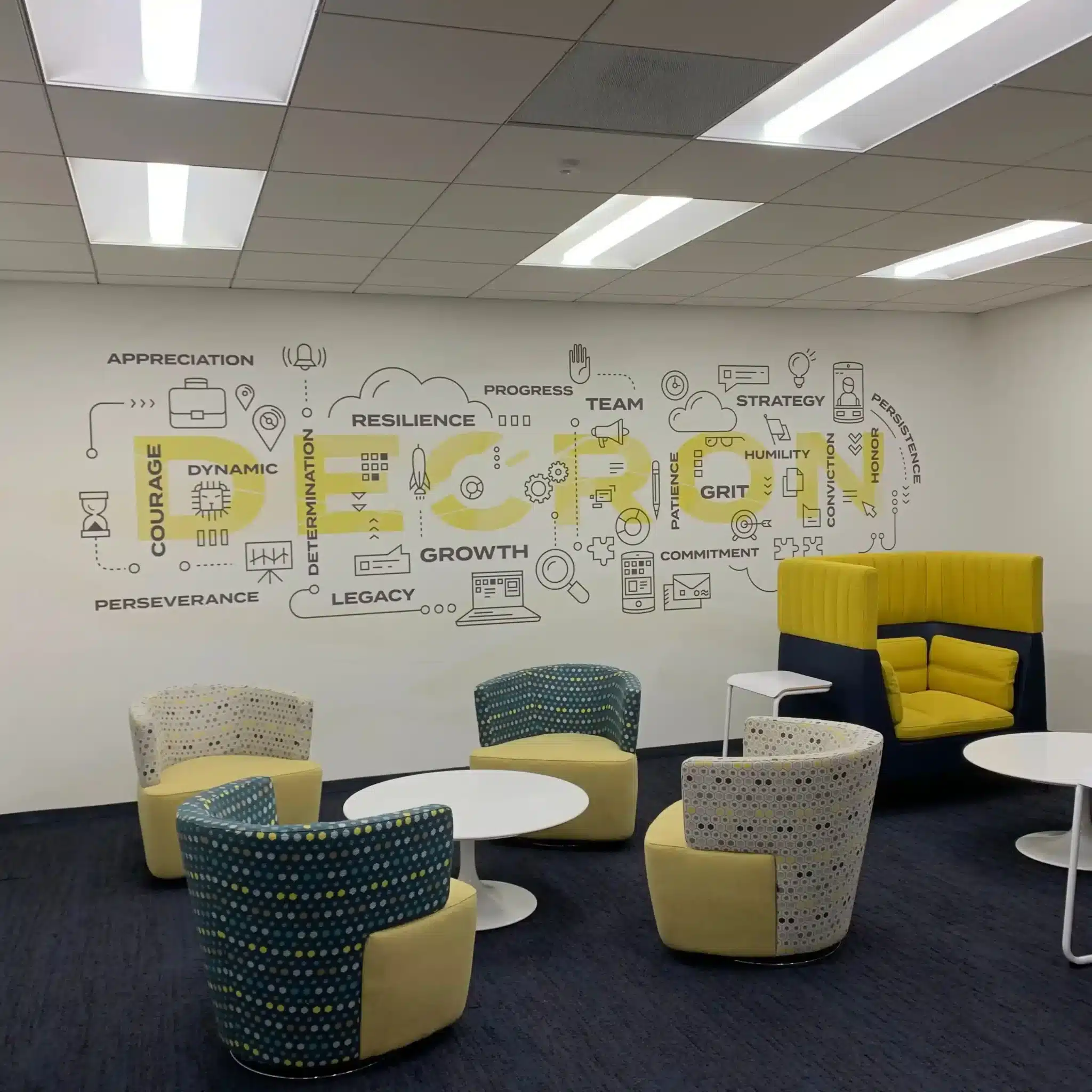 Interior Signs in Los Angeles, CA (v2 design) 6 Printed office wall graphics in a West Hollywood workplace